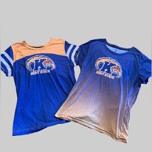 Lot of 2 KSU Kent State University Golden Flash t-shirts sz L women’s M ombre